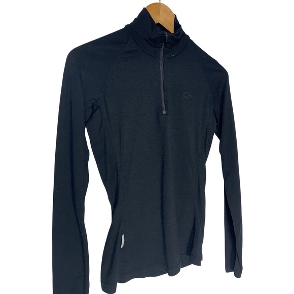 Icebreaker Tops - Icebreaker Pure Merino‎ Wool Bodyfit 200 1/4 Zip Base Layer Top Black Slim Fit S